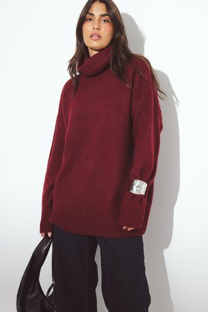 OVERSIZED TURTLE NECK  - Pullover - burgundy