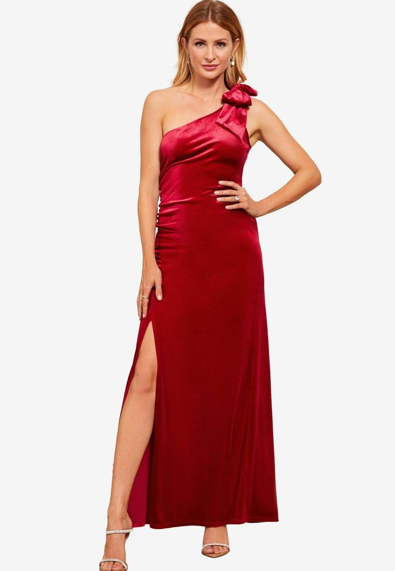Friends Like These ONE SHOULDER WITH RUCHED SIDE AND FRONT LEG SPLIT - Jerseyklänning - red