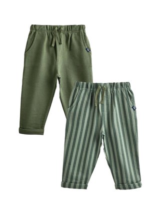 JoJo Maman Bébé REGULAR FIT - VERTICAL STRIPE AND PLAIN JOGGERS 2 PACK - Tepláky - khaki green stripe khaki