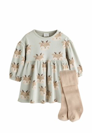 REGULAR FIT SET - Rochie din jerseu - mint green deer print