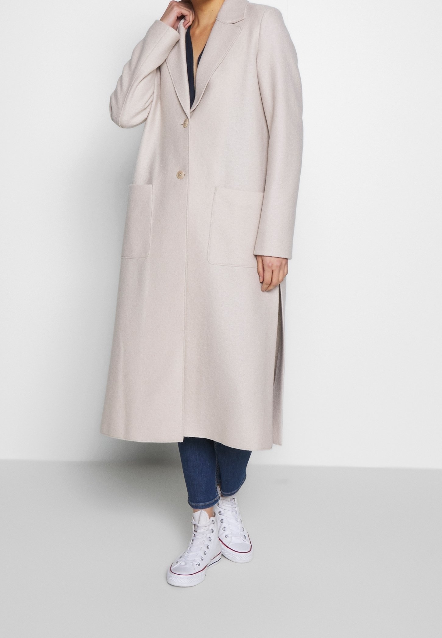 Klassischer Mantel Marco Polo Mantel Beige Wolle Marco Polo Mantel