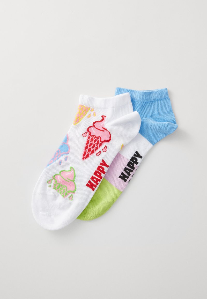 Happy Socks ICE CREAM & STRIPE LOW SOCKS UNISEX 2 PACK - Κάλτσες - white