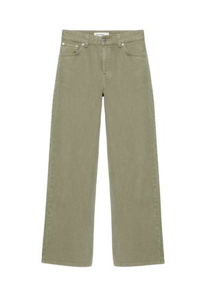 PULL&BEAR, HIGH-WAIST STRAIGHT-LEG JEANS - Jean boyfriend - khaki