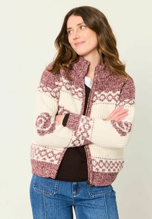 FatFace, ARIA KNITTED FLORAL ZIP THROUGH CARDIGAN - Strickjacke - purple