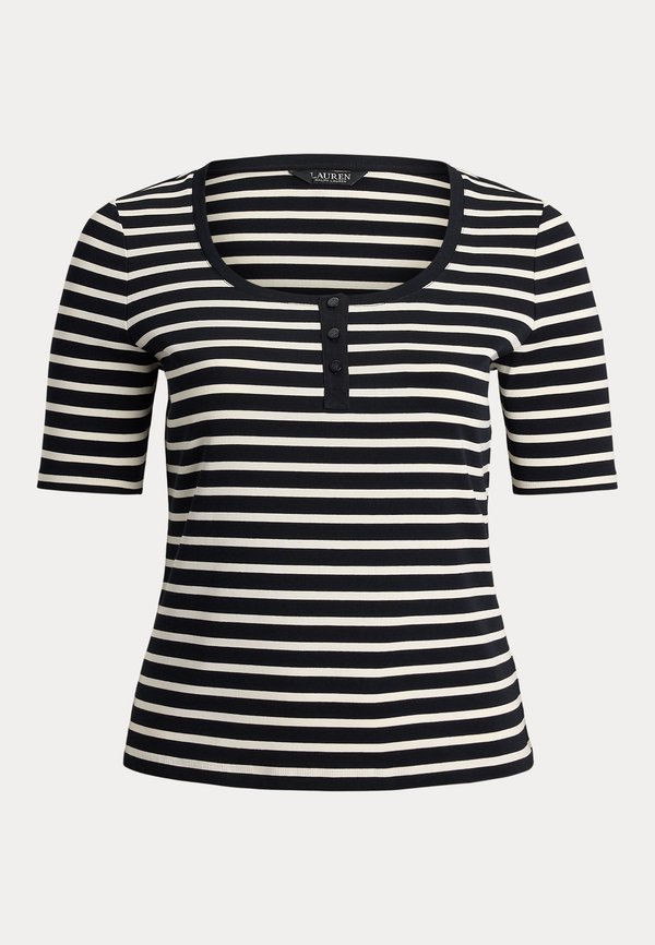 STRIPED ELBOW-SLEEVE HENLEY TOP - Print T-shirt4