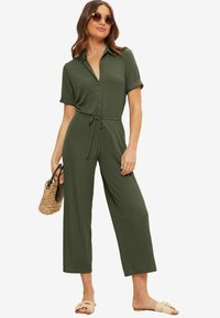 Friends Like These SHORT SLEEVE BUTTON UP WIDE LEG REGULAR FIT - Overal - khaki green