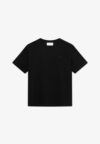 Tricou negru din bumbac, cu guler rotund, mâneci scurte și un logo subtil "WW" pe piept. Textură netedă, croială normală, fără embellishments.