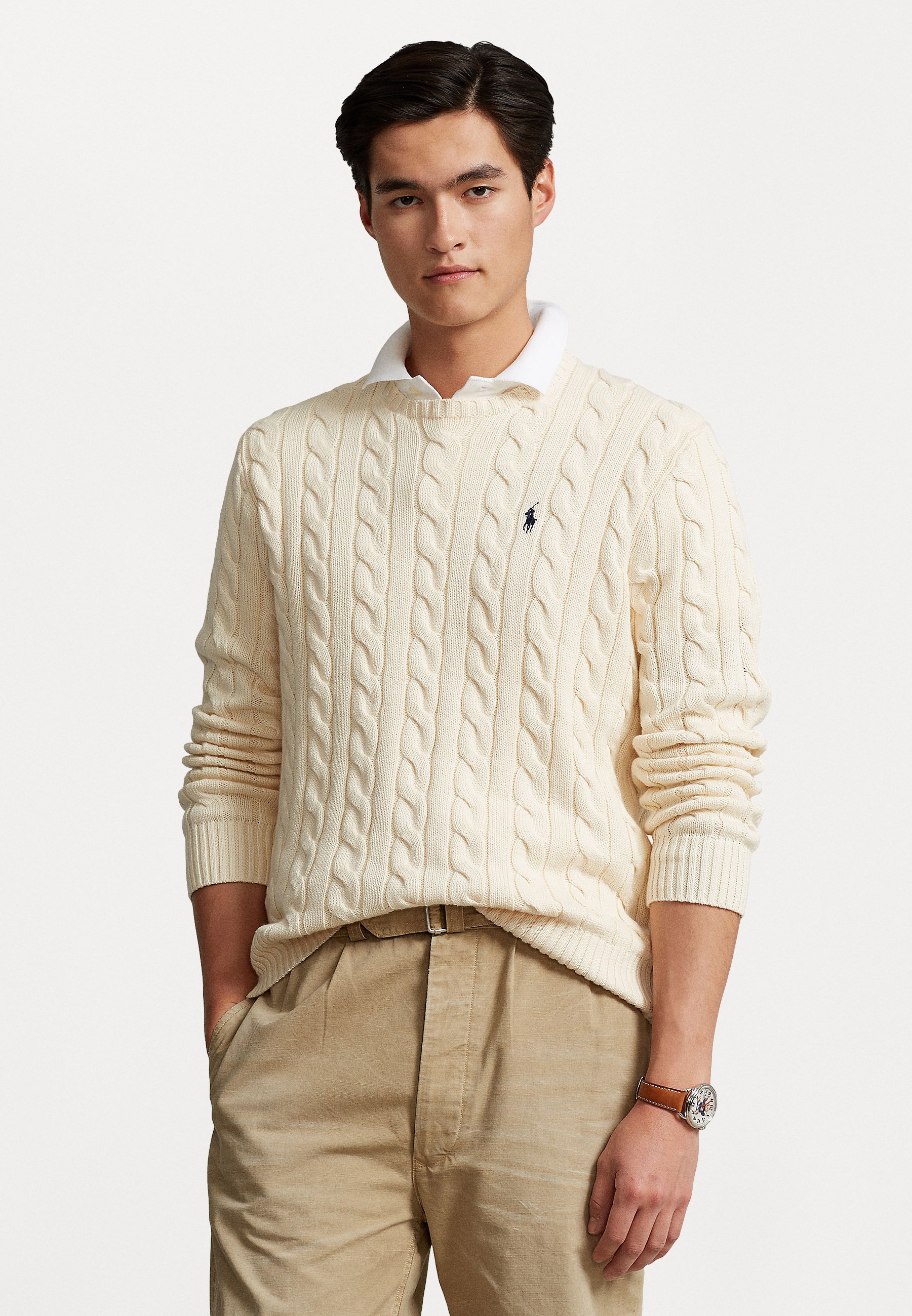 Polo Ralph Lauren CABLE-KNIT COTTON JUMPER - Jumper - beige/off 