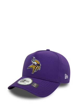 Purple adjustable baseball cap with a Viking head logo on front and New Era brand logo on the side.