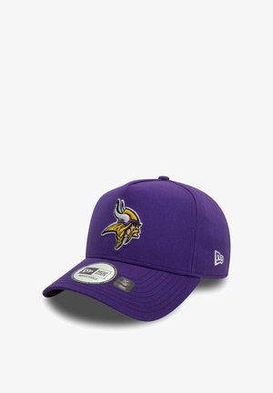 Purple adjustable baseball cap with a Viking head logo on front and New Era brand logo on the side.