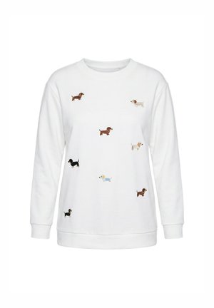 Ulla Popken, DACHSHUND EMBROIDERED LONG SLEEVE SWEATSHIRT - Sweatshirt - off-white