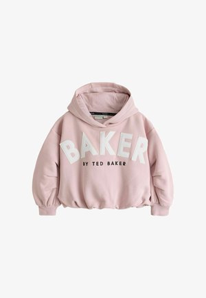 Hele roosa lühendatud kapuutsiga pusa, ees suured valged tähed, mis moodustavad "BAKER" ning väiksemad mustad tähed "BY TED BAKER", pikad varrukad ja kapuuts.