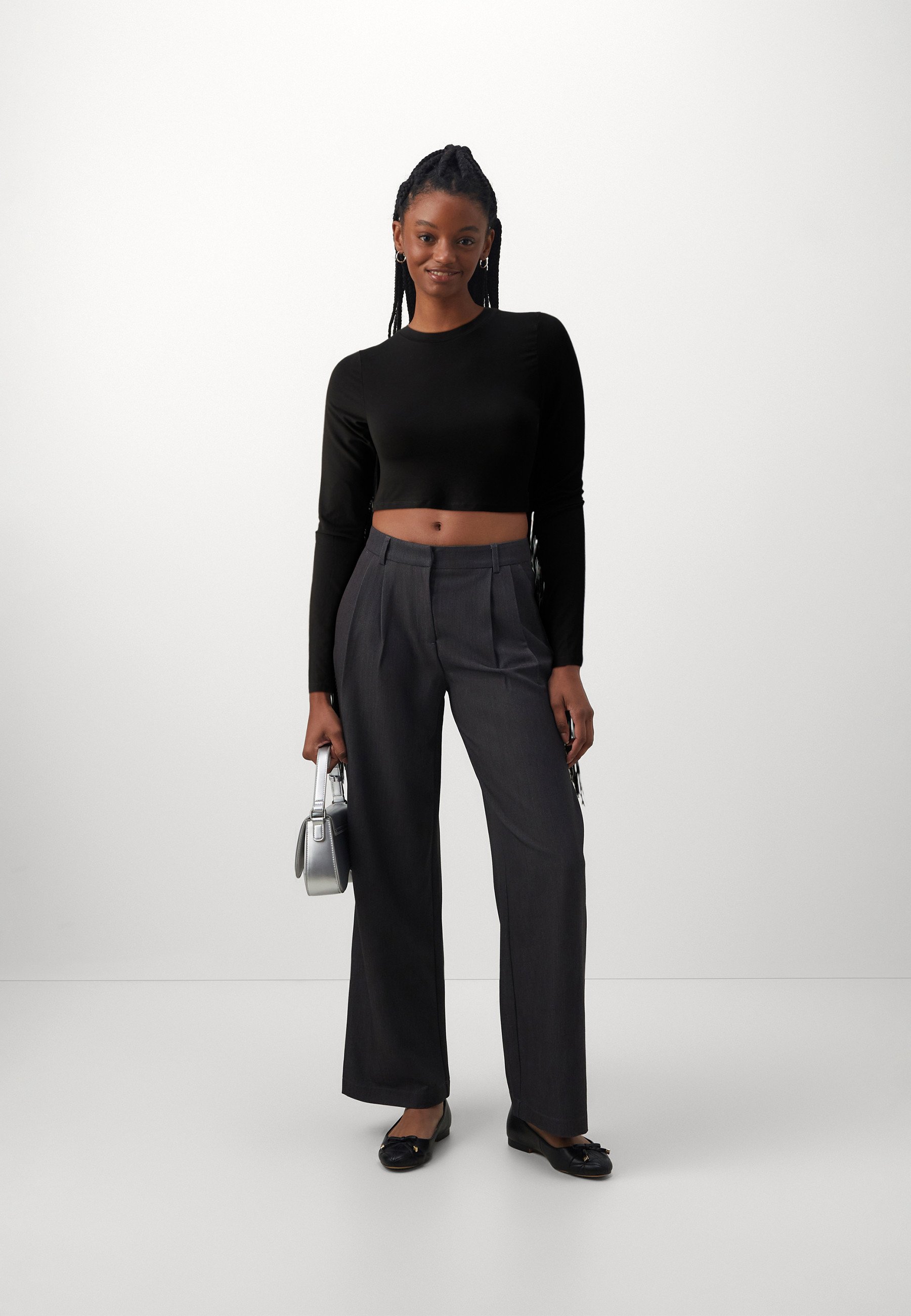 Noisy May NMDALLAS FRINGE CROP - Long sleeved top - black - Zalando.ie