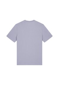 Lys lilla kortærmet t-shirt lavet af bomuld, med rund halsudskæring og en afslappet pasform, samt en glat, ensartet tekstur.