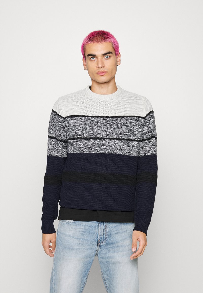 Only & Sons ONSHARM STRIPE BLOCK CREW - Camisola - dark navy