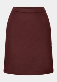 Jupe trapèze bordeaux en tissu texturé, dotée d'une taille haute et d'un ourlet épuré et simple sans fermetures visibles ni détails.