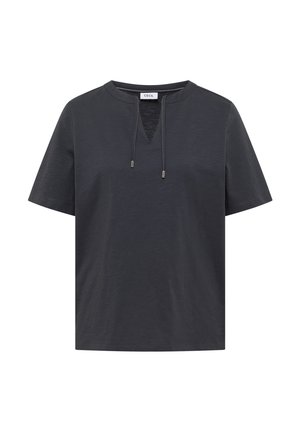 Cecil, KURZARM SHIRT MIT SPLIT NECK - T-shirts print - volcanic grey