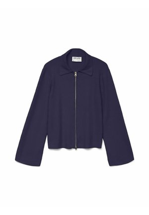 Mornarska jakna na zadrgo s dolgimi rokavi in ovratnim ovratnikom. Iz mehke tkanine, z okrnjenim dizajnom in z zadrgo v zlati barvi.