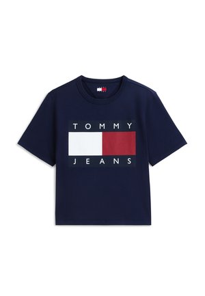 Tommy Jeans, FLAG TEE - Trükipildiga T-särk - dark blue
