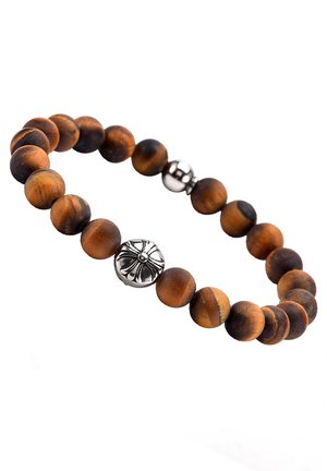 BOULES ŒIL DE TIGRE PIERRES NATURELLES CROIX ROCK - Bracelet - marron