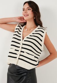 LELA LOOSE FIT - Mellény - ecru black