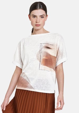 KURZARM RUNDHALS MIT DETAILS - Triko s potiskem - offwhite gemustert