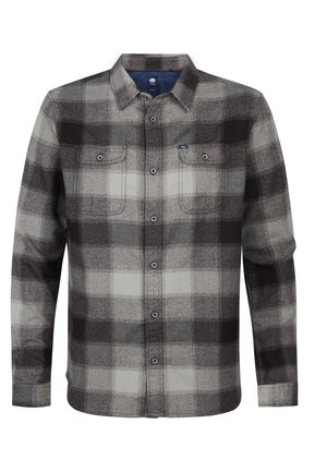 Kariertes Flanellhemd in Grau, Schwarz und Weiß. Mit zwei Brusttaschen, Knopfleiste und einem Kragen. Weicher Stoff.