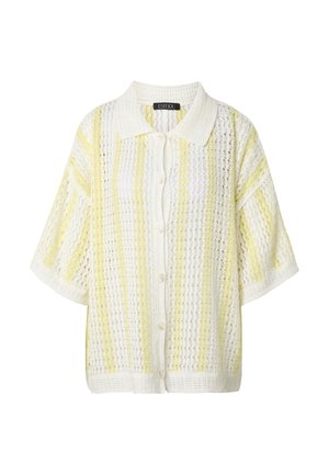 Estelou, CHROCHET STRIPE SHIRT - Kardigan - white butter yellow