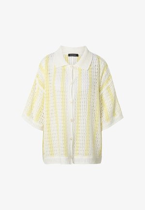 Estelou, CHROCHET STRIPE SHIRT - Kardigán - white butter yellow