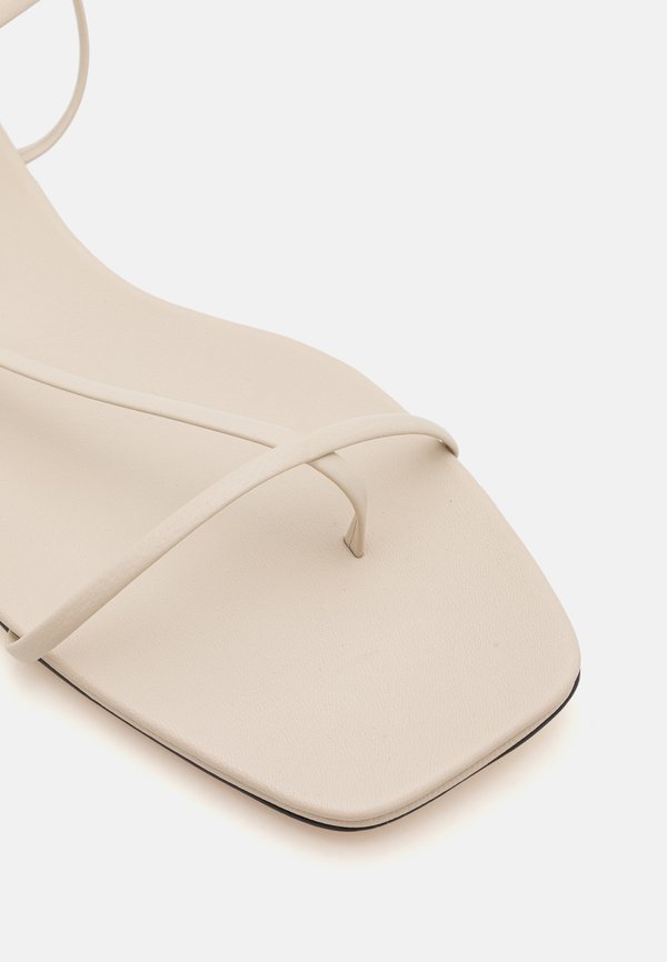 CROSS FRONT FLAT - T-bar sandals - stone3