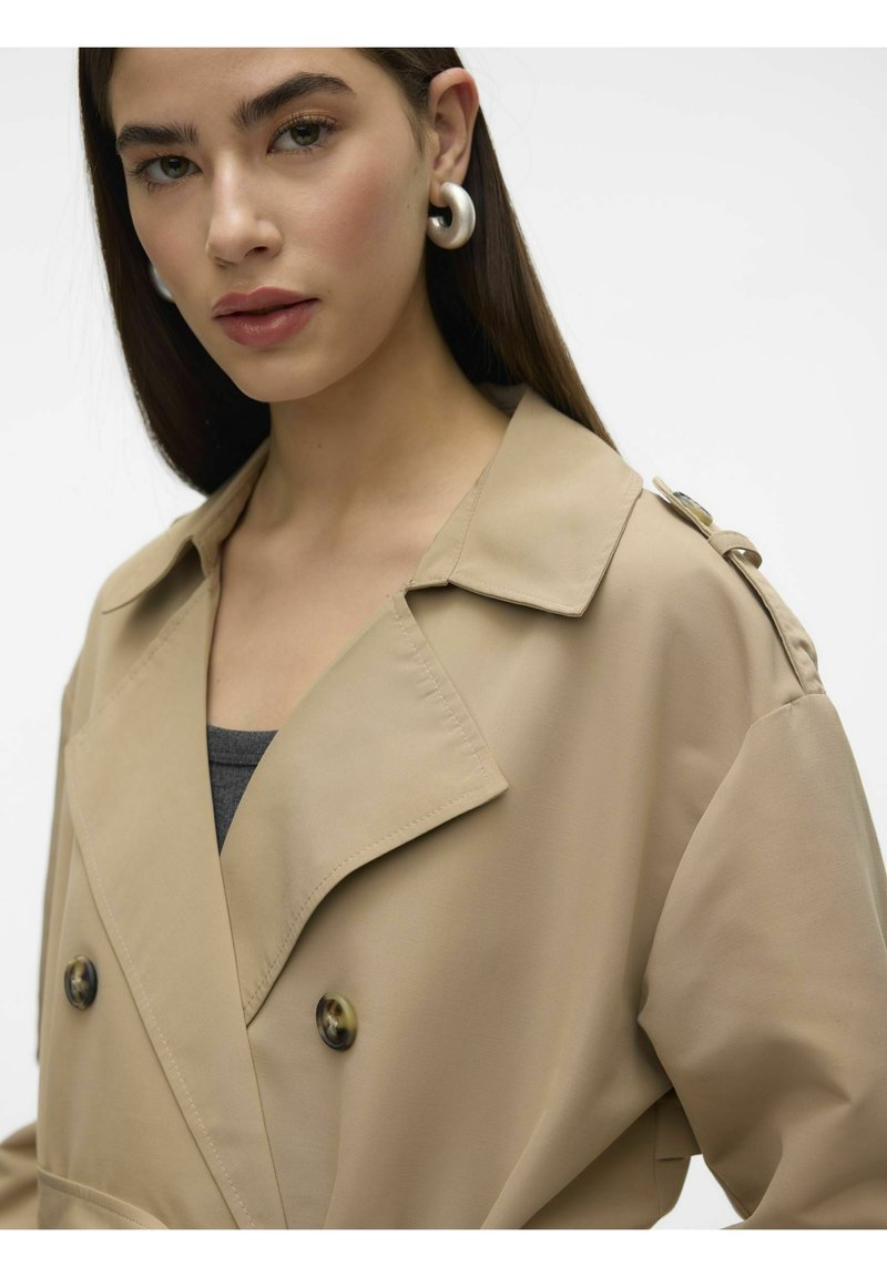 Trench Coat VERO MODA Long Pour Femme - 100% Polyester, Style Classique