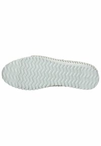 Suola della scarpa realizzata in materiale gommoso bianco, con una texture a motivo zigzag per una maggiore aderenza e un leggero bordo rialzato lungo il perimetro.