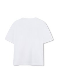 T-shirt bianca a maniche corte con vestibilità rilassata, scollatura rotonda e tessuto in cotone morbido. Nessun motivo o accento visibile.
