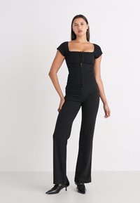 Weekday SHORT SLEEVE SQUARE NECK BLOUSE - Blúzka - black