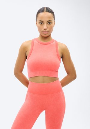 Stronger WASHED SEAMLESS HIGH NECK BRA - Sutien sport cu susținere scăzută - poppy red