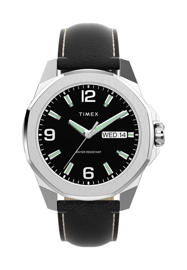 ESSEX AVE 46 ST CASE BLACK DIAL BLACK LEATHER STRAP - Watch