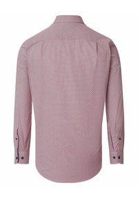 Langarmshirt in rood en wit met een geometrisch patroon. Knopenmanchetten, puntige kraag en een gebogen zoom. Lichtgewicht stof.
