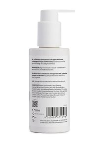 Witte plastic fles met een pompkop. Etiket bevat ingrediëntenlijst in het Engels en Duits. Bevat 150 ml van een purificerende reinigingsgel.