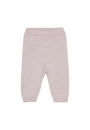 Strickbabyhosen in zartem Rosa mit einem strukturierten Muster. Mit einem gerippten Bund und Bündchen. Weicher, flexibler Stoff für Komfort.