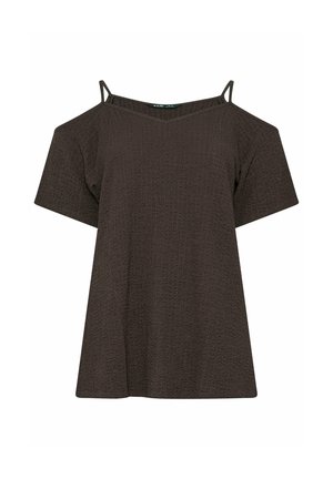 Yours Clothing, WOMEN'S CASUAL TOPS - T-shirts print - chocolate