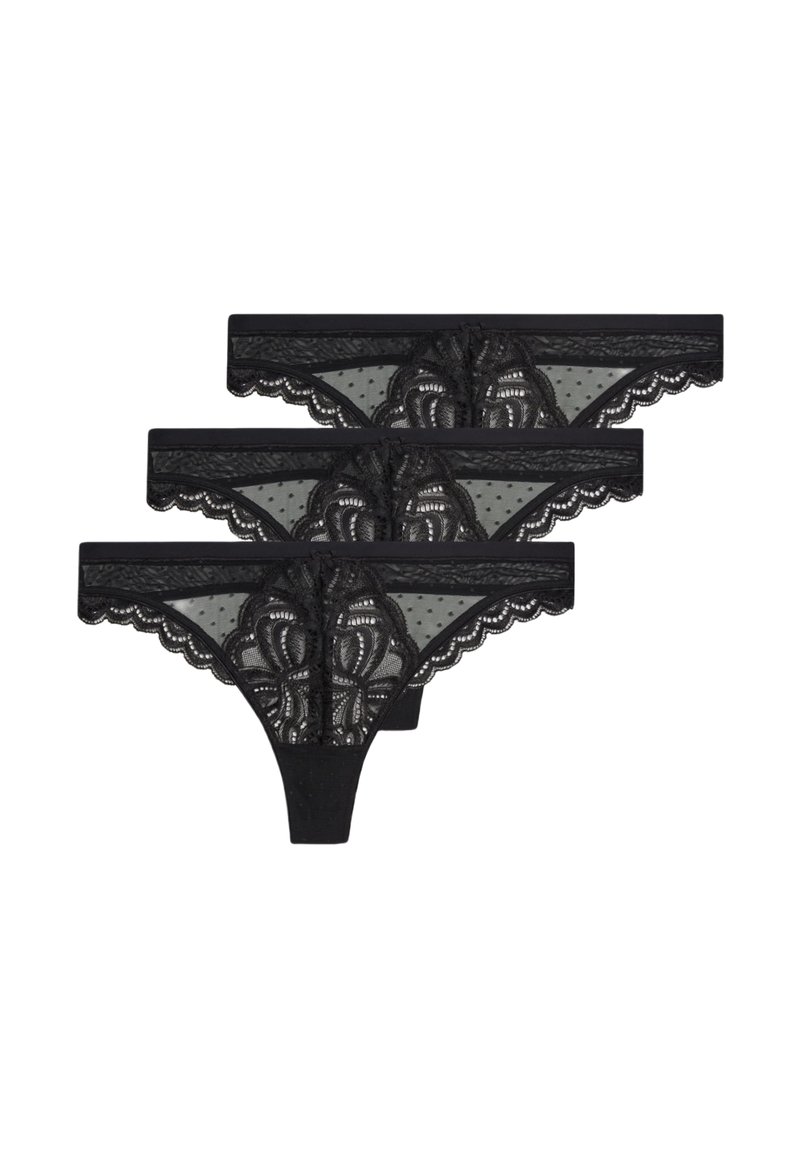 Marks & Spencer 3 PACK - String - black/noir - ZALANDO.FR