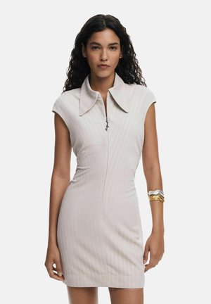 SLIM STRIPED WITH SHORT SLEEVES - Shirt dress - beige