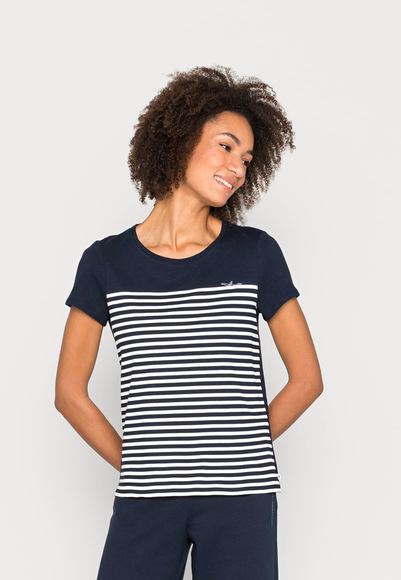 Damen T-Shirts | TOM TAILOR DENIM RELAXED TEE T-Shirt print white blue/weiß - AU72553 Damen T-Shirts | TOM TAILOR DENIM RELAXED TEE T-Shirt print white blue/weiß - AU72553