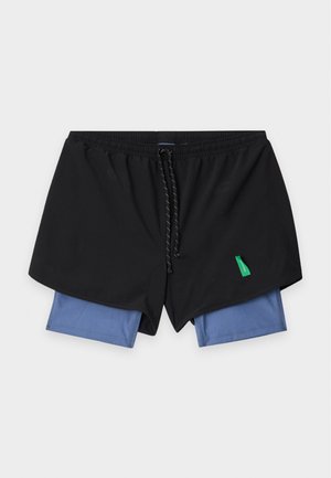 District Vision, LAYERED TRAINING - Short 2 en 1 - black/race blue