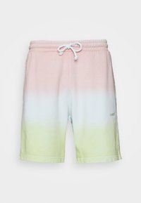 Shorts en coton avec un design dégradé allant du rose clair au vert, dotés d'une taille à cordon de serrage et d'un petit logo sur la jambe gauche.