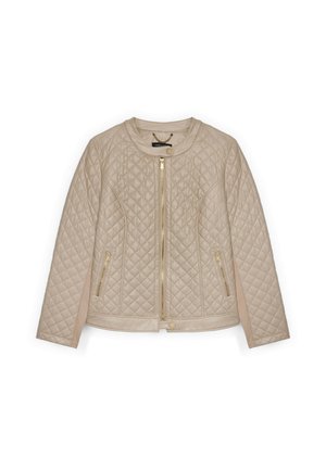 Fiorella Rubino, GIACCA BIKER TRAPUNTATA A ROMBI - Jas - beige