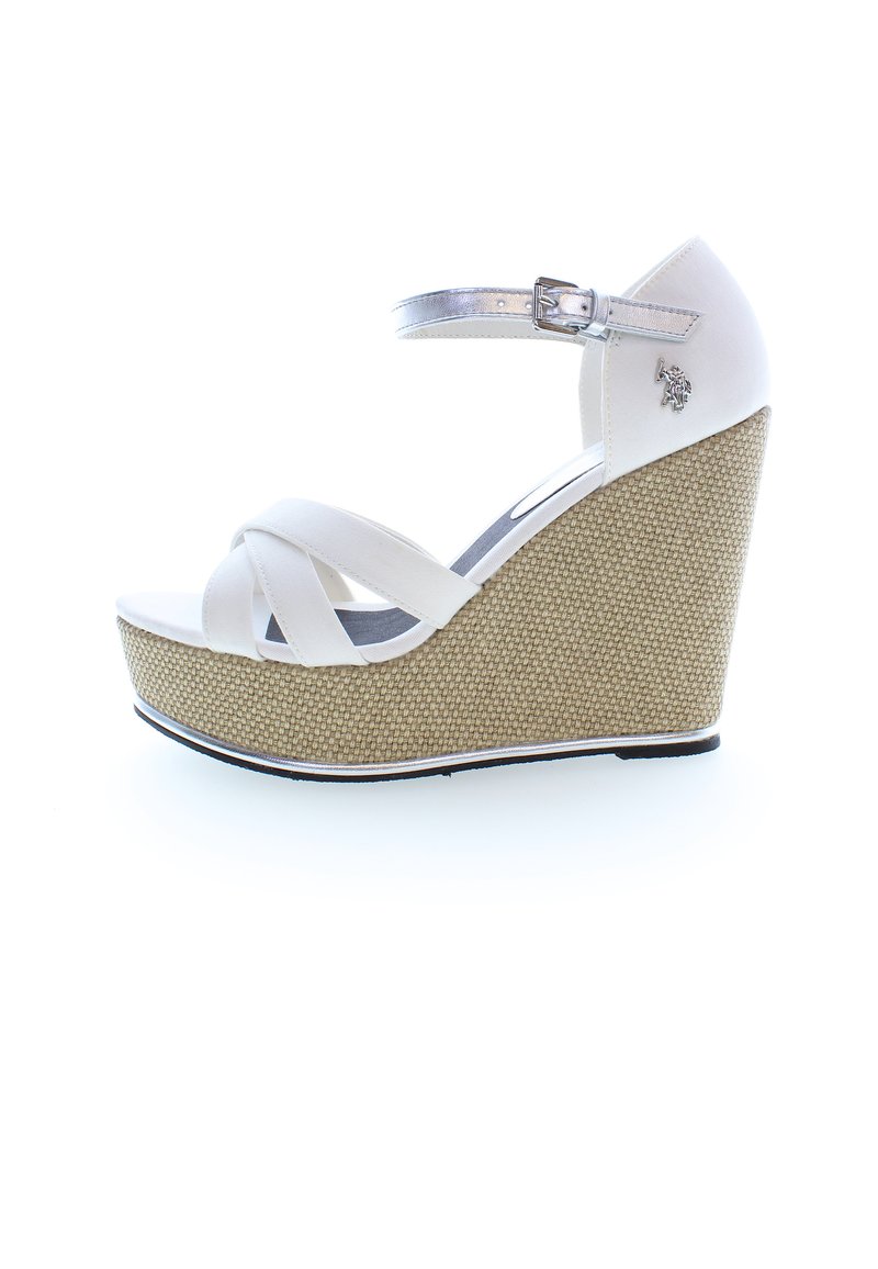 U.S. Polo Assn. Sandály na vysokém podpatku - white silver
