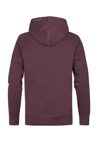Burgunderfarbener Hoodie mit einem Rückendesign, der über eine Zugkordelkapuze, lange Ärmel sowie gerippte Bündchen und Saum verfügt. Weicher, strukturierter Stoff.