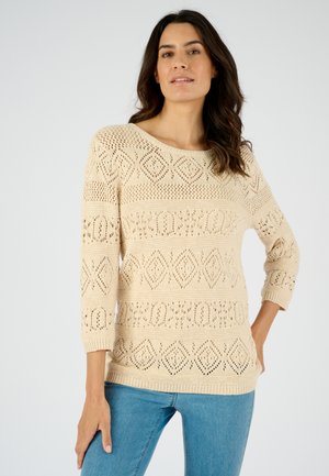 MAILLE AJOURÉE EFFET CROCHET - Jersey de punto - beige