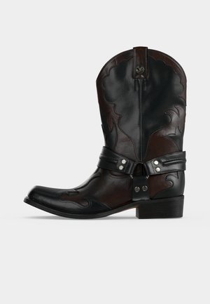 Versace BOOTS - Μποτάκι καουμπόι/μηχανόβιου - black/bordeaux/palladium